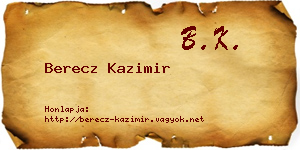 Berecz Kazimir névjegykártya